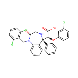 O=C(O)[C@@H](Oc1cccc(Cl)c1)[C@@]1(c2ccccc2)NCC(=O)N(Cc2c(Cl)cccc2Cl)c2ccccc21 ZINC000101004710