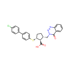 O=C(O)[C@@H]1[C@@H](Cn2nnc3ccccc3c2=O)CC[C@H]1Sc1ccc(-c2ccc(Cl)cc2)cc1 ZINC000013525858