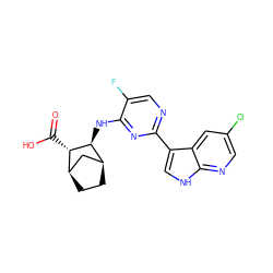 O=C(O)[C@@H]1[C@@H](Nc2nc(-c3c[nH]c4ncc(Cl)cc34)ncc2F)[C@H]2CC[C@@H]1C2 ZINC000142132449