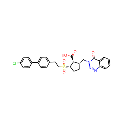 O=C(O)[C@@H]1[C@@H](S(=O)(=O)CCc2ccc(-c3ccc(Cl)cc3)cc2)CC[C@H]1Cn1nnc2ccccc2c1=O ZINC000027214961