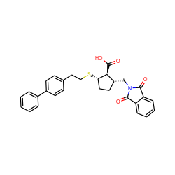 O=C(O)[C@@H]1[C@@H](SCCc2ccc(-c3ccccc3)cc2)CC[C@H]1CN1C(=O)c2ccccc2C1=O ZINC000013525870