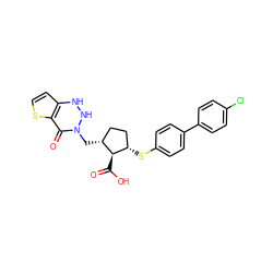 O=C(O)[C@@H]1[C@@H](Sc2ccc(-c3ccc(Cl)cc3)cc2)CC[C@H]1CN1NNc2ccsc2C1=O ZINC000027300154