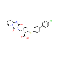 O=C(O)[C@@H]1[C@@H](Sc2ccc(-c3ccc(Cl)cc3)cc2)CC[C@H]1Cn1c(=O)nc2ccccn2c1=O ZINC000013525908