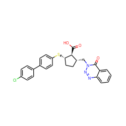 O=C(O)[C@@H]1[C@@H](Sc2ccc(-c3ccc(Cl)cc3)cc2)CC[C@H]1Cn1nnc2ccccc2c1=O ZINC000003817167