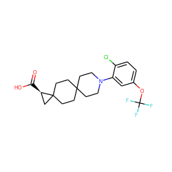 O=C(O)[C@@H]1CC12CCC1(CCN(c3cc(OC(F)(F)F)ccc3Cl)CC1)CC2 ZINC001772617823