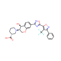 O=C(O)[C@@H]1CCCN([C@@H]2COc3cc(-c4noc(-c5onc(-c6ccccc6)c5C(F)(F)F)n4)ccc3[C@@H]2O)C1 ZINC000169700227