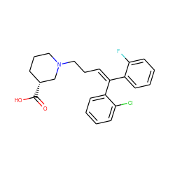 O=C(O)[C@@H]1CCCN(CC/C=C(/c2ccccc2F)c2ccccc2Cl)C1 ZINC000066258335