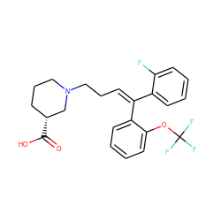 O=C(O)[C@@H]1CCCN(CC/C=C(/c2ccccc2F)c2ccccc2OC(F)(F)F)C1 ZINC000066258570