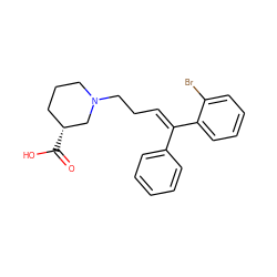 O=C(O)[C@@H]1CCCN(CC/C=C(\c2ccccc2)c2ccccc2Br)C1 ZINC000066156511