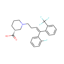 O=C(O)[C@@H]1CCCN(CC/C=C(\c2ccccc2F)c2ccccc2C(F)(F)F)C1 ZINC000066262989