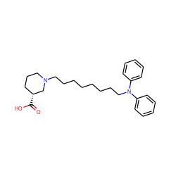 O=C(O)[C@@H]1CCCN(CCCCCCCCN(c2ccccc2)c2ccccc2)C1 ZINC000013801358