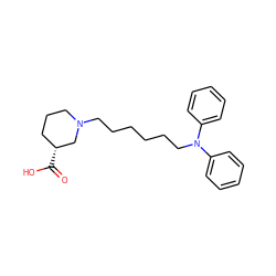 O=C(O)[C@@H]1CCCN(CCCCCCN(c2ccccc2)c2ccccc2)C1 ZINC000013801353