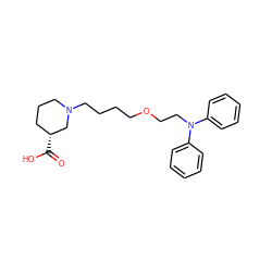 O=C(O)[C@@H]1CCCN(CCCCOCCN(c2ccccc2)c2ccccc2)C1 ZINC000013801364