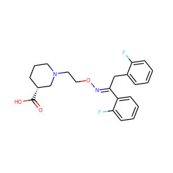 O=C(O)[C@@H]1CCCN(CCO/N=C(\Cc2ccccc2F)c2ccccc2F)C1 ZINC000003931313