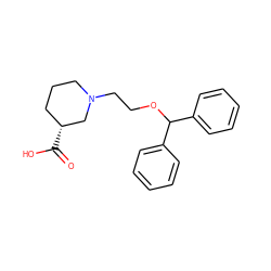 O=C(O)[C@@H]1CCCN(CCOC(c2ccccc2)c2ccccc2)C1 ZINC000013729362