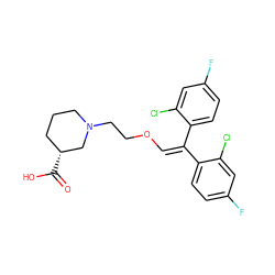 O=C(O)[C@@H]1CCCN(CCOC=C(c2ccc(F)cc2Cl)c2ccc(F)cc2Cl)C1 ZINC000013800123