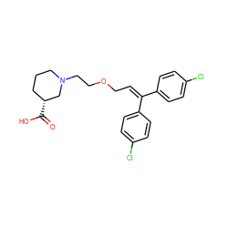 O=C(O)[C@@H]1CCCN(CCOCC=C(c2ccc(Cl)cc2)c2ccc(Cl)cc2)C1 ZINC000013801376