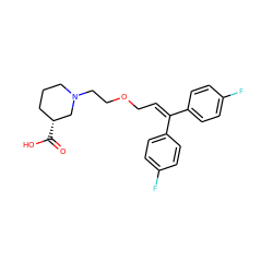 O=C(O)[C@@H]1CCCN(CCOCC=C(c2ccc(F)cc2)c2ccc(F)cc2)C1 ZINC000013801379