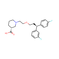 O=C(O)[C@@H]1CCCN(CCOCC[C@@H](c2ccc(F)cc2)c2cccc(F)c2)C1 ZINC000027429850