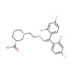 O=C(O)[C@@H]1CCCN(CCON=C(c2ccc(F)cc2Cl)c2ccc(F)cc2Cl)C1 ZINC000013800039