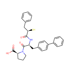 O=C(O)[C@@H]1CCCN1C(=O)[C@H](Cc1ccc(-c2ccccc2)cc1)NC(=O)[C@H](S)Cc1ccccc1 ZINC000027851717