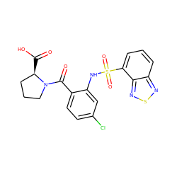 O=C(O)[C@@H]1CCCN1C(=O)c1ccc(Cl)cc1NS(=O)(=O)c1cccc2nsnc12 ZINC000035065179