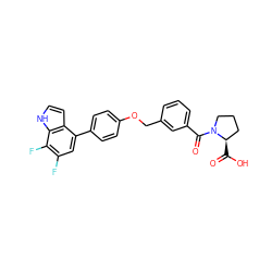 O=C(O)[C@@H]1CCCN1C(=O)c1cccc(COc2ccc(-c3cc(F)c(F)c4[nH]ccc34)cc2)c1 ZINC000224588746