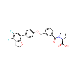 O=C(O)[C@@H]1CCCN1C(=O)c1cccc(COc2ccc(-c3cc(F)c(F)c4c3OCC4)cc2)c1 ZINC000221672615