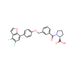 O=C(O)[C@@H]1CCCN1C(=O)c1cccc(COc2ccc(-c3cc(F)c(F)c4ccoc34)cc2)c1 ZINC000205634344