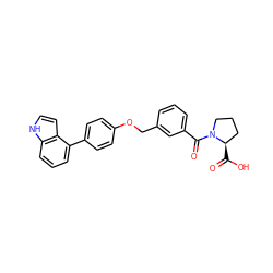 O=C(O)[C@@H]1CCCN1C(=O)c1cccc(COc2ccc(-c3cccc4[nH]ccc34)cc2)c1 ZINC000221672388