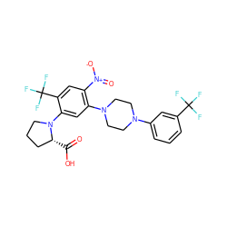 O=C(O)[C@@H]1CCCN1c1cc(N2CCN(c3cccc(C(F)(F)F)c3)CC2)c([N+](=O)[O-])cc1C(F)(F)F ZINC000027870352