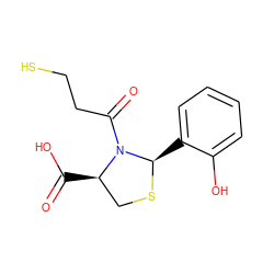 O=C(O)[C@@H]1CS[C@H](c2ccccc2O)N1C(=O)CCS ZINC000003814177