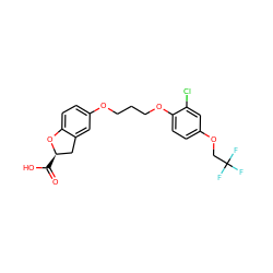 O=C(O)[C@@H]1Cc2cc(OCCCOc3ccc(OCC(F)(F)F)cc3Cl)ccc2O1 ZINC000013671811