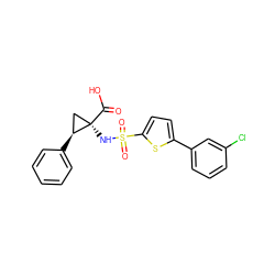 O=C(O)[C@]1(NS(=O)(=O)c2ccc(-c3cccc(Cl)c3)s2)C[C@@H]1c1ccccc1 ZINC000048999189