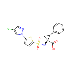 O=C(O)[C@]1(NS(=O)(=O)c2ccc(-n3cc(Cl)cn3)s2)C[C@@H]1c1ccccc1 ZINC000048998309