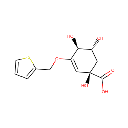 O=C(O)[C@]1(O)C=C(OCc2cccs2)[C@@H](O)[C@H](O)C1 ZINC000045245386