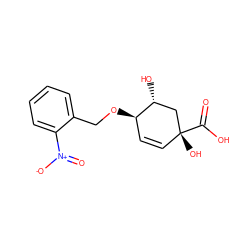 O=C(O)[C@]1(O)C=C[C@@H](OCc2ccccc2[N+](=O)[O-])[C@H](O)C1 ZINC000013531617