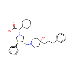 O=C(O)[C@H](C1CCCCC1)N1C[C@H](CN2CCC(O)(CCCc3ccccc3)CC2)[C@@H](c2ccccc2)C1 ZINC000026753003