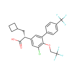 O=C(O)[C@H](CC1CCC1)c1cc(Cl)c(OCC(F)(F)F)c(-c2ccc(C(F)(F)F)cc2)c1 ZINC000140404002