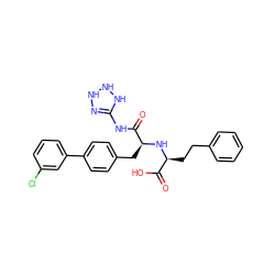 O=C(O)[C@H](CCc1ccccc1)N[C@@H](Cc1ccc(-c2cccc(Cl)c2)cc1)C(=O)NC1=NNNN1 ZINC000142162529