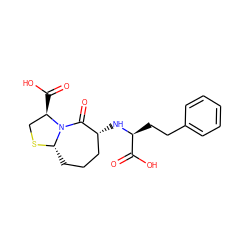O=C(O)[C@H](CCc1ccccc1)N[C@@H]1CCC[C@@H]2SC[C@@H](C(=O)O)N2C1=O ZINC000003814187