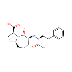 O=C(O)[C@H](CCc1ccccc1)N[C@H]1CCC[C@H]2SC[C@@H](C(=O)O)N2C1=O ZINC000013590064