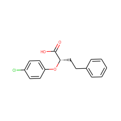 O=C(O)[C@H](CCc1ccccc1)Oc1ccc(Cl)cc1 ZINC000057603588