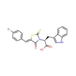 O=C(O)[C@H](Cc1c[nH]c2ccccc12)N1C(=O)/C(=C/c2ccc(Br)cc2)SC1=S ZINC000028714322