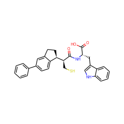 O=C(O)[C@H](Cc1c[nH]c2ccccc12)NC(=O)[C@@H](CS)[C@@H]1CCc2cc(-c3ccccc3)ccc21 ZINC000013444312