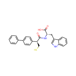 O=C(O)[C@H](Cc1c[nH]c2ccccc12)NC(=O)[C@@H](CS)c1ccc(-c2ccccc2)cc1 ZINC000013472956