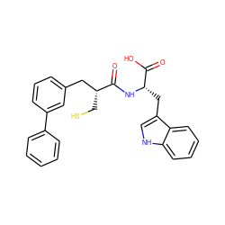 O=C(O)[C@H](Cc1c[nH]c2ccccc12)NC(=O)[C@H](CS)Cc1cccc(-c2ccccc2)c1 ZINC000003821414