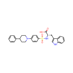 O=C(O)[C@H](Cc1c[nH]c2ccccc12)NS(=O)(=O)c1ccc(N2CCC(c3ccccc3)CC2)cc1 ZINC000003827526