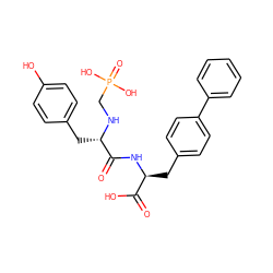 O=C(O)[C@H](Cc1ccc(-c2ccccc2)cc1)NC(=O)[C@H](Cc1ccc(O)cc1)NCP(=O)(O)O ZINC000026656389