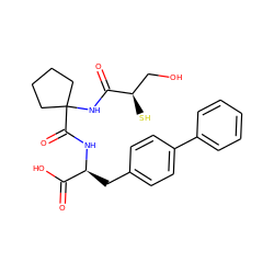 O=C(O)[C@H](Cc1ccc(-c2ccccc2)cc1)NC(=O)C1(NC(=O)[C@H](S)CO)CCCC1 ZINC000098084451